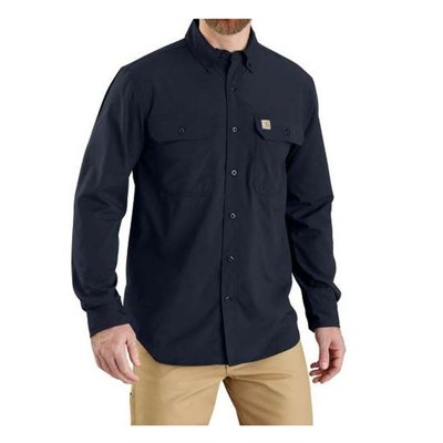 - Carhartt Men's 105291 Force Relaxed Fit Navy Lightweight Long-Sleeve Button Down Shirt