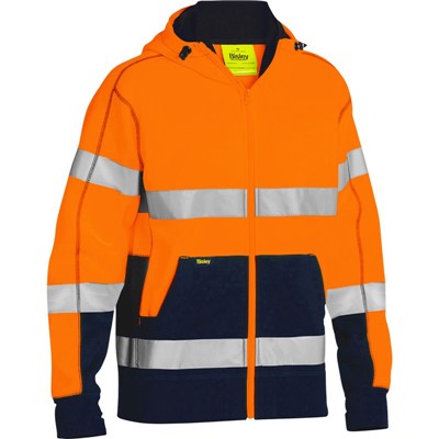 - PIP Bisley Class 3 Hi Vis Orange Full Zip Hooded Sweatshirt with Sherpa Lining