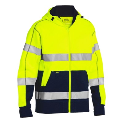 - PIP Bisley Class 3 Hi Vis Yellow Full Zip Hooded Sweatshirt with Sherpa Lining